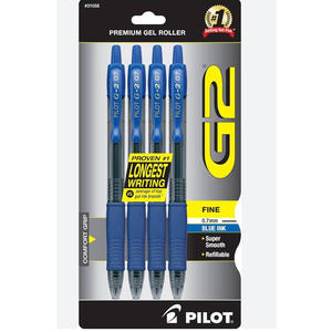PILOT G2 Premium Refillable and Retractable Rolling Ball Gel Pens, Fine Point, Blue Ink, (Pack of 6, 30 Count Total)