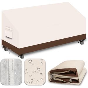 Heavy Duty Patio Sofa Covers Waterproof, Outdoor 3-Seater Couch Cover Waterproof, 600D Outdoor 2-Seater Loveseat Furniture Covers with Air Vent Handle 102''W x 35''D x 24''H/ 35''H Beige Brown