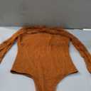 PINKMSTYLE Women's Long Sleeve Lace Bodysuit High Neck Sexy Tops for Going Out, Concert, Date Night Outfits (Medium, Brown)