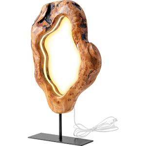 LAPTAIN LED Wood Table Lamp, Irregular Bedside Lamp with Dimmable, Creative Home Decor Table Lamp, Bedside Night Light for Bedroom, Living Room, Large