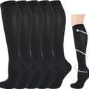 Graduated Compression Socks for Women&Men 20-30mmhg Knee High Socks Travel Hiking Running Stocking, Size L/XL