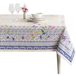 Maison d' Hermine Table Cloth Rectangle Table 100% Cotton 70 x 140 Inches Tablecloth Reusable Decorative for Dining Kitchen Room Farmhouse Home Gifts for Mothers Day Spring Summer - Faience
