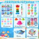 Funrous 122 Pcs Under the Sea Party Favors Ocean Animals Party Coloring Books with Crayons Bulk DIY Sticker Octopus Pull Back Car Goodie Bag Fillers for School Gift Rewards Activity Supplies