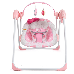 Portable Baby Swing Pink, Electric Infant Swing, 5 Speed Levels, 6 Songs
