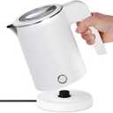 0.5L Small Portable Electric Tea Kettle Stainless Steel, Travel Mini Electric Coffee Kettle, Hot Water Boiler Heater for Business Trip, Camping, Travel, Office (White)