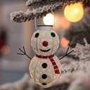 Christmas Snowman Solar Lantern Decorations - Snowman Solar Hanging Large Lantern Outdoor Waterproof, Metal Solar Powered Warm White LED Decor Lights for Outside Garden Yard Porch (1 Pack White)