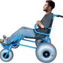 Portable Beach Wheelchair for Soft Sand, Blue Aluminum Alloy Frame with 16" Balloon Wheels Easily Disassembles for Adults 250lb Capacity