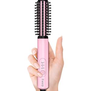 Farery Mini Thermal Brush 3 Temperature Adjustable, 3/4 Inch Travel Curling Iron for Short Hair, Heated Round Brush for Touch ups and Small Curls, Travel Size Curling Wand, Dual Voltage, Pink