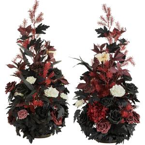 Ling's Moment Black Christmas Decorations, 41" Tall Fall Free Standing Artificial Flowers Arrangements 2 pcs Wedding Arch Altar Stage Decor Ceremony Church Backdrop Outdoor Floral Party, Burgundy Red