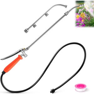 Enhon All Metal Pump Sprayer Wand with 2 Types of Nozzles, 3 Hole Nozzle Replacement, Stainless Steel Pump Action Pressure Sprayer with Adjustable Nozzle & Hose