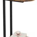 Hosfais Side Table Small End Table, C-Shaped Wood Sofa Table with Metal Frame for Living Room, Bedroom, Small Spaces (Rustic Brown)