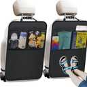 Kick Mats with Organizer - 2 Pack Backseat Protector Seat Covers for Your Car, SUV, Minivan or Truck Seats - Vehicle Back Seat Kids Safety Accessories - Universal Fit Automotive Interior Protectors