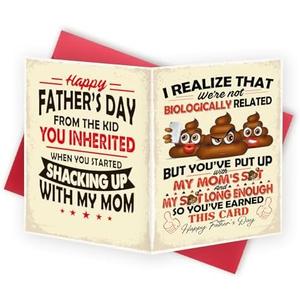 Asmallgf Humor Stepdad Fathers Day Card, Fathers Day Gift from Step Daughter Son, Father Day Card for Best Stepfather, You Earned This Father's Day step Dad Funny Personalized Gift, Set Of 5