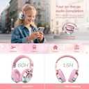 QearFun Kids Bluetooth Headphones, 60H Playtime, 74/85/94dB Safe Volume Limit, Metallic Gradient Wireless Headset with HD Mic, Fast Charging, Foldable, Wired 3.5mm Mode for School/Tablet/Travels