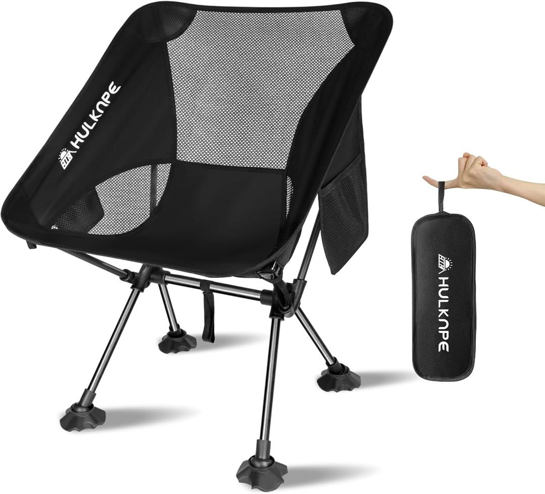 Camping Chairs,Portable Camping Chair for Adults with Headrest,Lawn Chairs Beach Chair with Anti-Sinking Feet Folding Backpacking Chair,Compact Foldable Travel Chair for Camp Backpack (Short Back)
