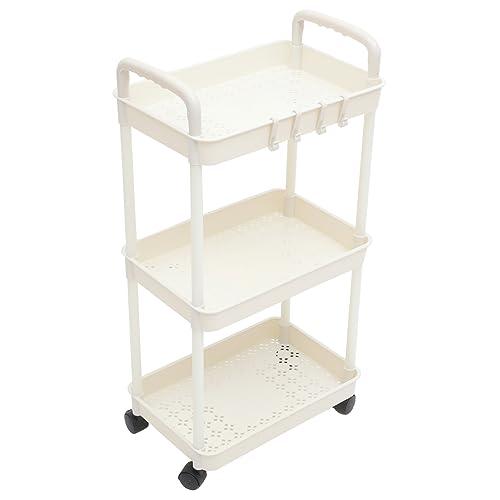 BCOATH Rolling Storage Cart Multi-Utility Trolley Organizer for Kitchen Bathroom Living PP Material Mobile Shelving Rack for Easy Storage Organization, (Small Damage)