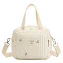 Small Diaper Bag Tote, Crossbody Diaper Bag Mini Purse with 7 Pockets, Travel Baby Bag for boys & Girls, 2 Bottle pocket, Off white