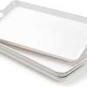 Kathfly 6 Pack 20" x 13" Serving Trays with Handles, Plastic Tray, White