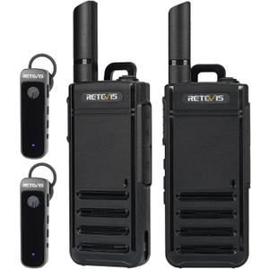 Retevis RB39P Bluetooth Walkie Talkies, Wireless Two Way Radios with Earpiece, FRS, Ultra-Slim, Mini Size, Type-C, VOX, for Hunting, Camping, Hiking, Biking(2 Pack)