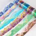 Gradient Watercolor Smudge PET Tape Decorative Collage Junk Journal Scrapbook Supplies Gold Foil Watercolor Blending Design Deco Tape For Scrapbooking Star Sky PET Stickers For Journaling Supplies