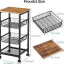SNTD Fruit Basket Vegetable Stand for Kitchen Pantry, Pull Out Metal Wire Basket with Wood Top for Fruit Vegetable Onions Potatoes Snacks