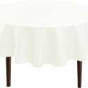 Hiasan Round Tablecloth 80 Inch - Waterproof Stain Resistant Spillproof Polyester Fabric Table Cloth for Dining Room Kitchen Party, Ivory