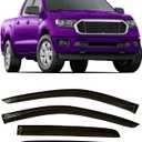 Tape-On Windows Visor 4-Piece for 2019-2023 Ford Ranger(supercrew) Rain Guards Shield Shade Smoke (Black)
