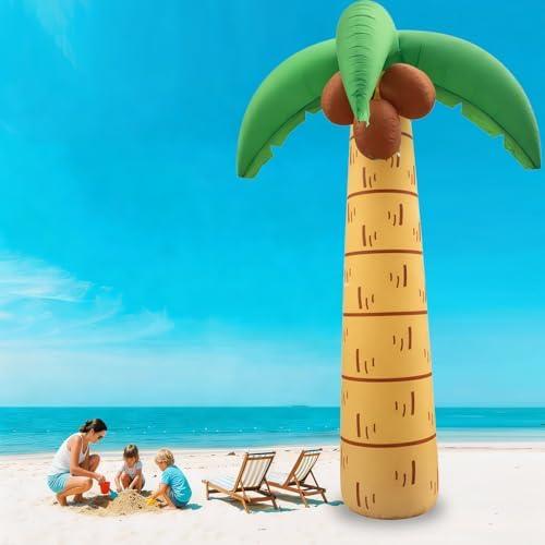 12FT Giant Summer Palm Tree Inflatable Outdoor Decoration, Blow up Palm Tree with LED Lights, Holiday Yard Decorations for Outdoor, Garden, Porch Lawn Decor