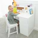 UTEX Wooden Kids Desk and Chair Set with Hutch and Storage for Ages 3-12, 35.4" W × 18.9" D × 35.0" H