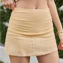 WDIRARA Women's Textured Ruched High Waisted Ruffle Mini Skirt with Shorts Underneath (Yellow, L)