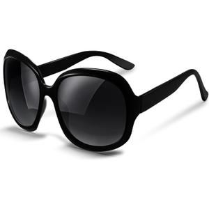 miyya Bug Eye Oversized Polarized Sunglasses Womens, Trendy Retro Sun Glasses for Women 2025, Oversized UV Protection Shades (Black/Black)