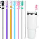 12 Pack Replacement Straws and Covers for 40 oz Stanley Adventure Travel Tumbler Cup, Reusable Plastic Straws with Cleaning Brush, Compatible with 40oz 30oz 20oz 14oz Stanley Water Jug, 12inch (Smooth Tritan)