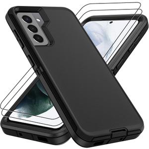 for Samsung Galaxy S21 Case : 14FT Military Grade Drop Protection & Anti-Slip Design S21 Phone Case with 2Pc HD Screen Protector,Shockproof/Dustproof/DropProof Protective Case for S 21-Black
