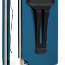 Wallet for Men, Slim Minimalist Metal Wallet with Money Clip/Cash Strap, RFID Blocking Front Pocket Aluminum Credit Card Holder, Ideal Gift for Men-Matt Navy