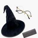 Elphaba Glasses Witch Hat Cosplay Costume Accessories Movie Halloween Carnival Party Props Set