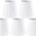GO&SO Chandelier Lamp Shades - White Small Lamp Shades Set of 5, Clip-on Fitter Lampshade, Only for Candlestick Bulbs, 4" X 6" X 5" Natural Linen Lamp Shade For Chandeliers, Wall Lamps -Handcrafted