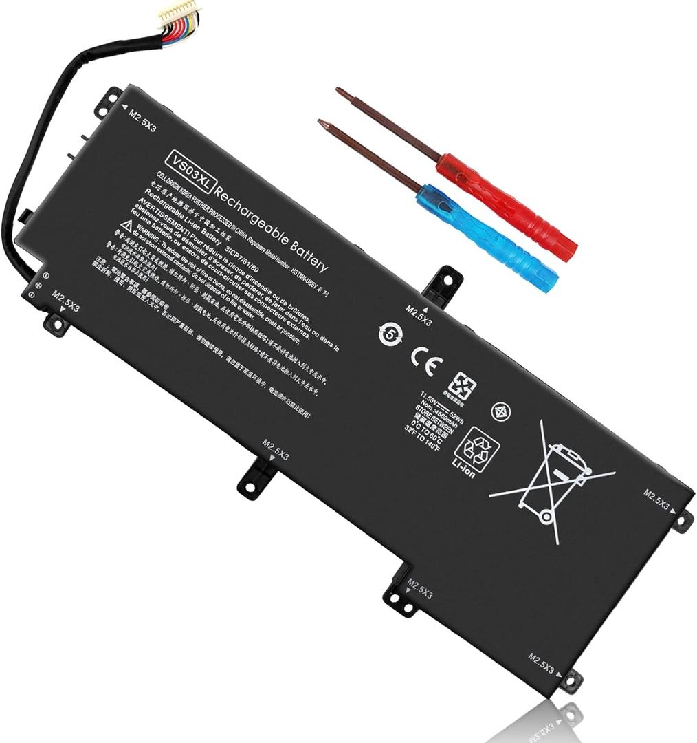 52Wh VS03XL 849313-856 Battery Replacement for HP Envy 15t-as100 15t-as000 15-as000 15-as100 15-as133cl 15-as043cl 15-as020nr 15-as031nr 15-as027cl 15-as182cl 849047-541 849313-850 HSTNN-UB6Y 11.55V