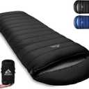 Down Sleeping Bag for Adults. 680FP Ultralight Portable, Backpacking Sleeping Bag for Hiking, Camping, Mountaineering, expeditions and Backpacking. with Compression Sack (Black 10F, XL)