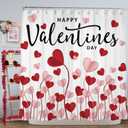 Valentine Shower Curtain, 72"X72", Heart Valentine Bathroom Decor Set with Hooks