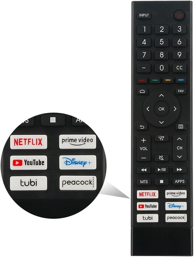 for Hisense TV Remote Replacement, for Hisense Universal Remote, for Google 4K UHD Series Smart TV 65U8H 75U8H 50U6H 55U6H 65U6H 75U6H 43A6H 50A6H 55A6H 55U6K 65U7K 55U8K.