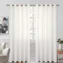 BGment Natural Linen Look Semi Sheer Curtains for Bedroom, Grommet Light Filtering Casual Textured Privacy Curtains for Living Room, 2 Panels (Each 60 x 84 Inch, Ivory Cream)