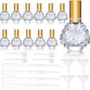 YU FENG 12pcs 15ml Glass Bottle Perfume Atomizer Refillable Spray Empty Perfume Bottle with Funnels Pipettes Dispenser for Perfume,Fragrance,Lotion,Essential Oil (Gold-3)