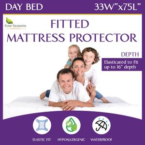 Day Bed (33"x75") Waterproof Mattress Protector - Fitted Sheet Style - Hypoallergenic Premium Quality Cover Protects Against Dust