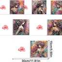 pigpigboss 6 Packs Angel Diamond Painting Greeting Cards | With Envelope, Fairy Diamond Art, Special Shaped Flower Wings, Birthday Blessing Arts Crafts for Adult