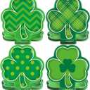 ZOIIWA 48Pcs St. Patrick's Day Party Decorations Green Shamrock Paper Plates 9 Inch Lucky Clover Dinner Plates Irish Festival Disposable Tableware for Irish Holiday St Patrick's Theme Party Supplies