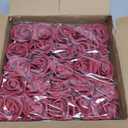 100 Pcs 3 Inch Artificial Flowers Bulk 5 in 1 Set Faux Foam Fake Rose Head Wedding Decoration Bridal Shower Centerpiece Arrangement Wall Table Decor DIY Craft (4 Shades of Red Ivory)