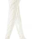 VIBILIA Thigh High Socks Cable Knit Winter Boot Socks Over the Knee Extra Long Non-Slip Leg Warmers for women (White)