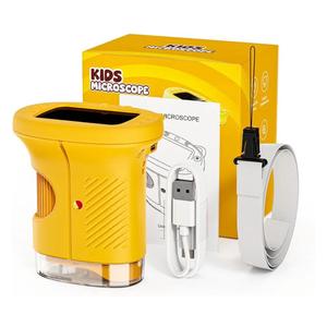 1000X Handheld Digital Microscope for Kids, 2.4-Inch Screen Portable Microscope with 12 Prepared Slides, Educational STEM Science Toy for Children Ages 3–12 (Yellow)