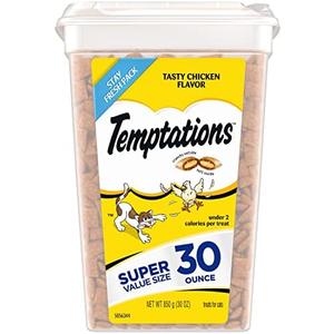 Temptations Classic Crunchy and Soft Cat Treats Tasty Chicken Flavor, 30 oz. Tub, Best By: 04/11/25