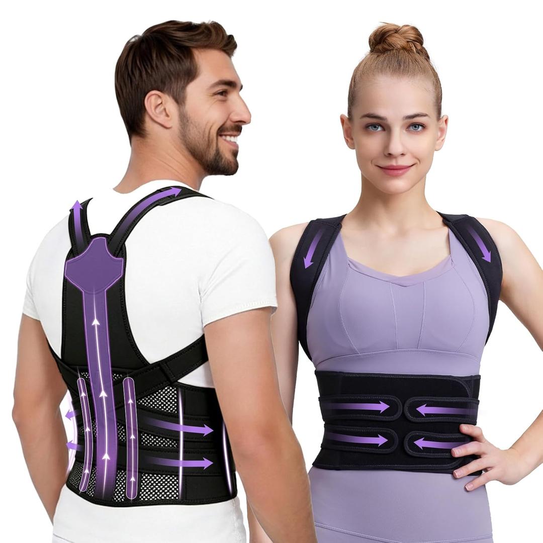 Posture Corrector for Women and Men, Adjustable Back Support Brace for Office, Home, Daily Wear, Breathable Shoulder Straightener for Upper Lower Back Pain Relief, Under Clothes Hunchback Correction, Medium